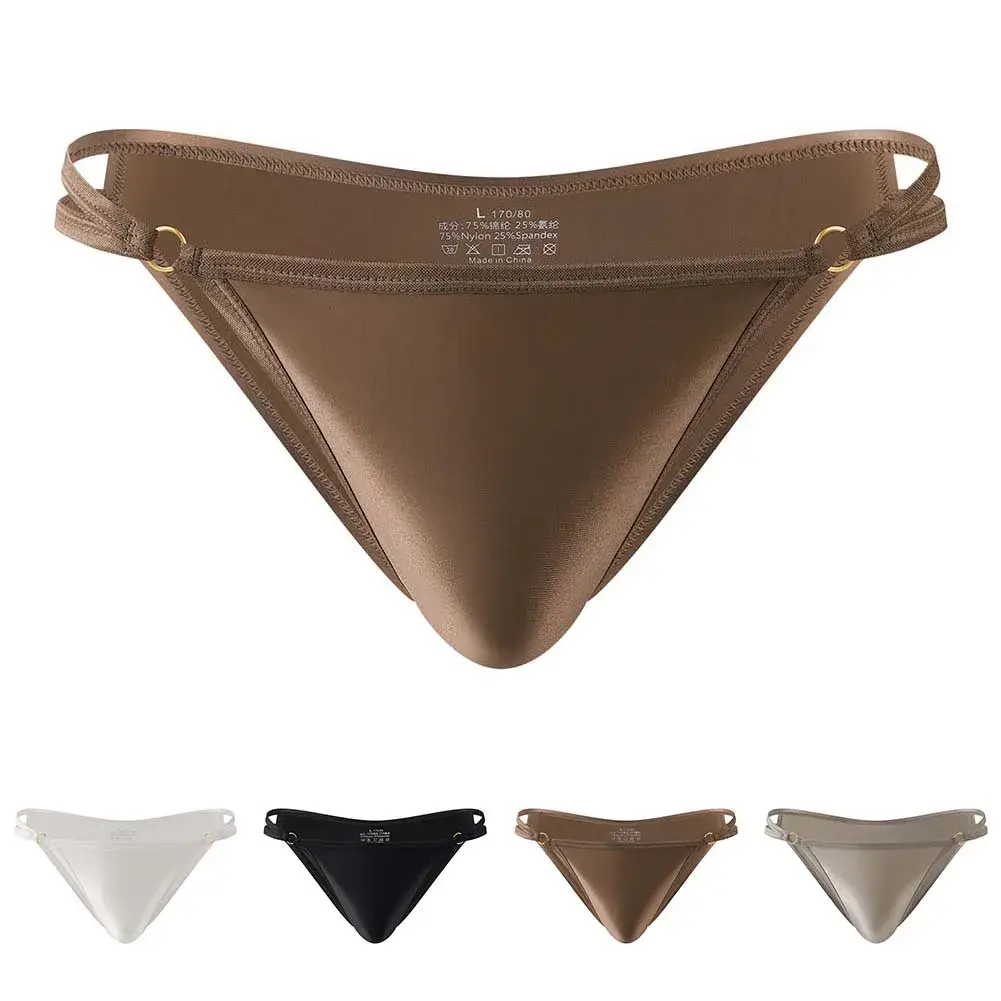 Men\'s Shiny Satin Low Rise Briefs Half Wrapped Buttocks U Shaped Pouch Comfort Underwear Stretch Fabric Size M 2XL — image 3