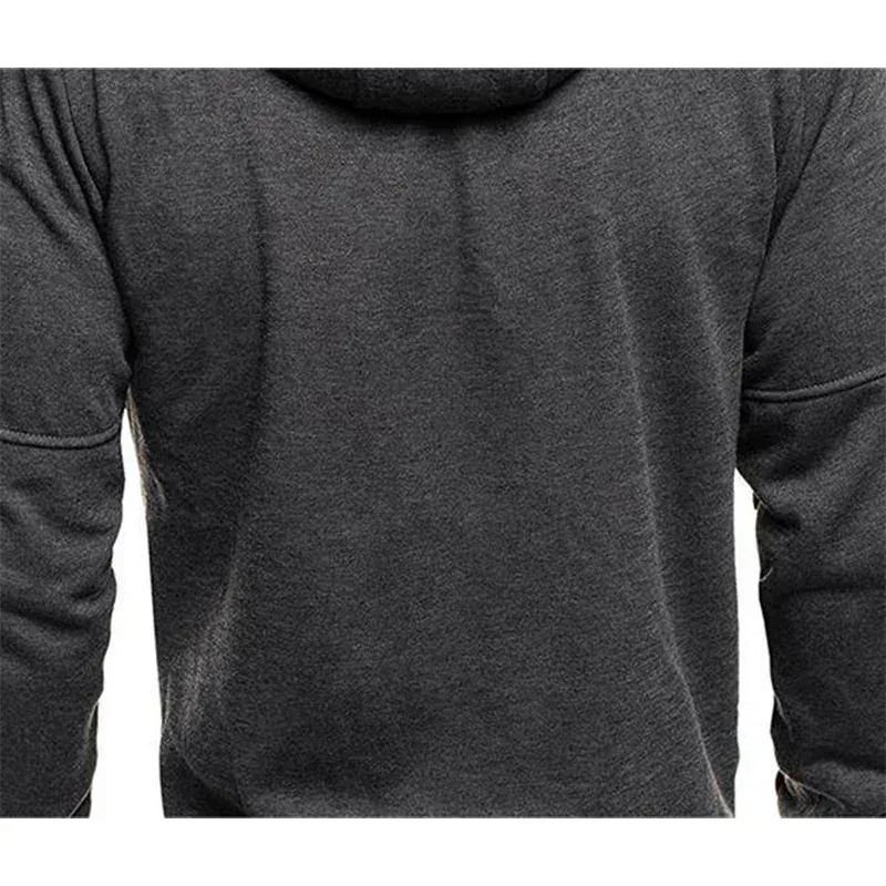 Men's Grey Hooded Sweatshirt Full Zipper Casual Sportswear with Pockets Orange Drawstring plus Size Available