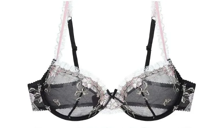 Women White French Lace Underwear Set Floral Embroidery Mesh Push‑Up Bra Kit Plus Size Soft Comfort Intimate Outfit