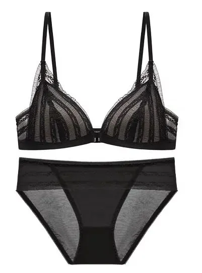 Push Up Bra for Small Breasts - Front Close Lace Bralette Wireless Demi Triangle Cup Sexy Underwear Thin Demi Cup Small Chest