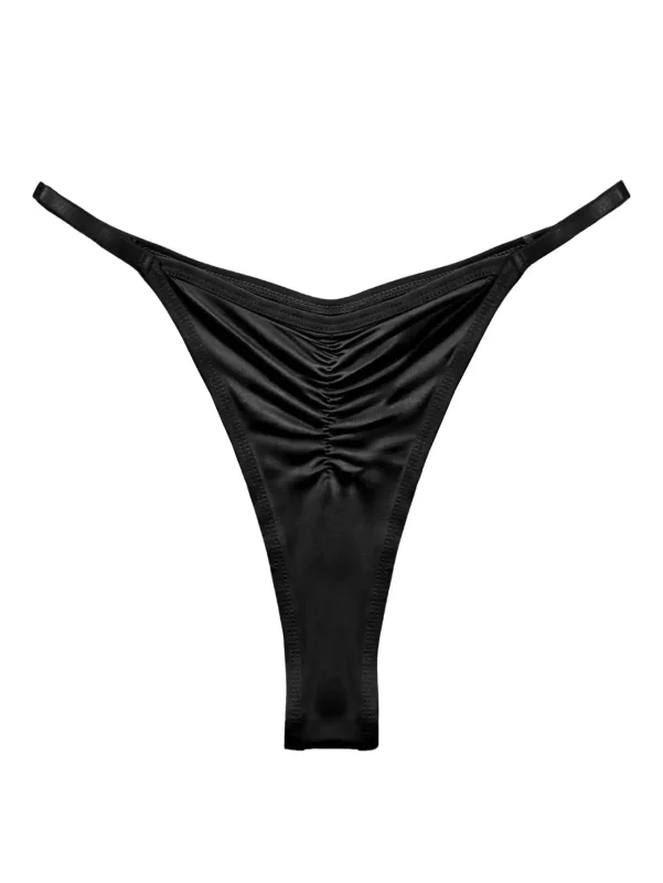 1pc Men's High Slit Ruched Thong - Ice Silky Smooth Semi Sheer, Ultra Sexy Breathable No-Stick Soft Casual Men Underwear