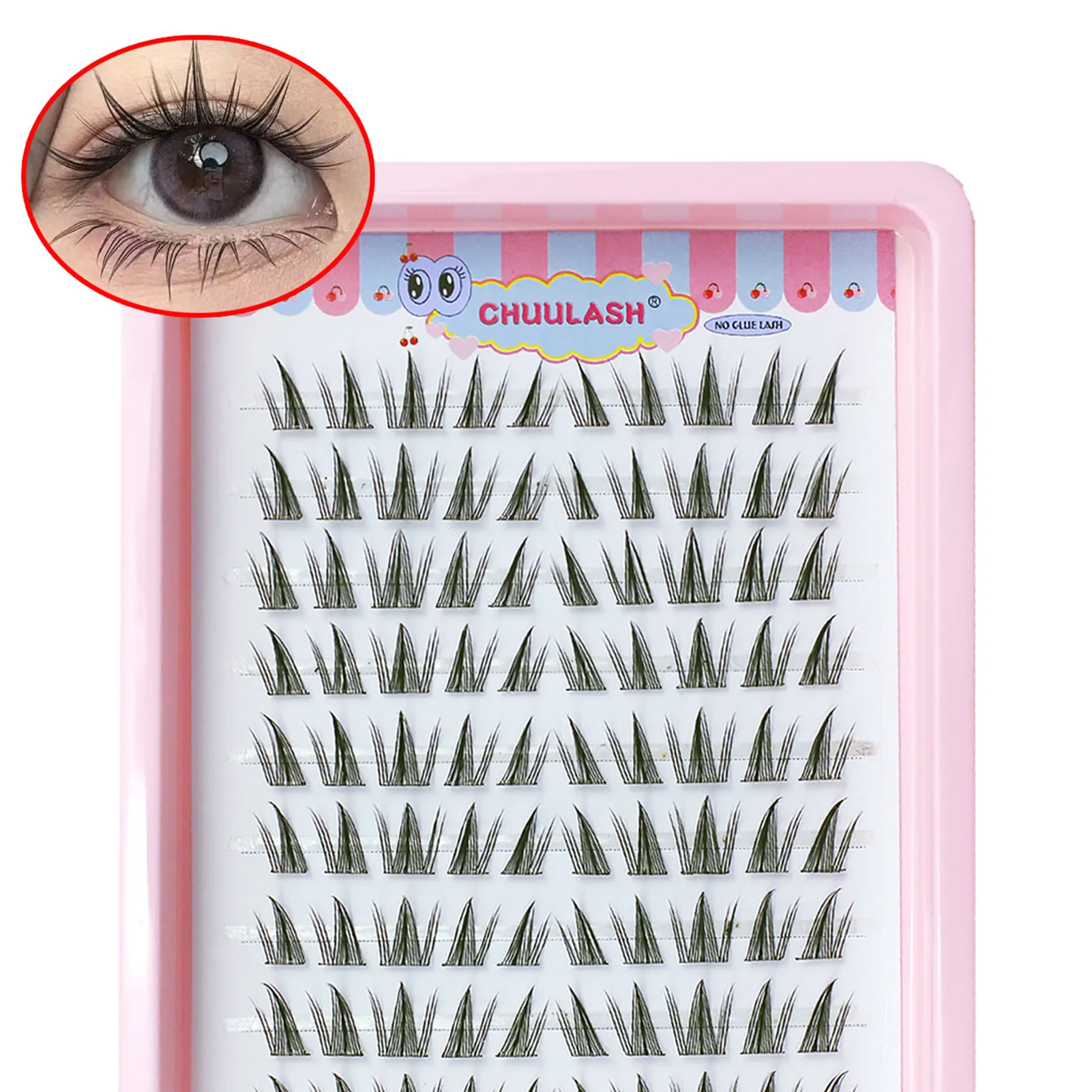 10 Rows Cat Eye Single Cluster Fake Eyelashes Natural Cosplay Makeup False Eyelashes Self-adhesive Natural Wispy Lash Extension — image 7