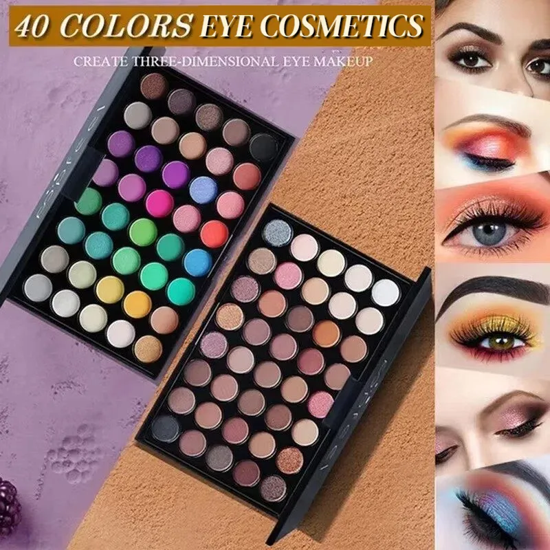 Glitter Matte Wasserdichte Palette Pulver Kosmetik Kit Augenbrauen Bleistift Eyeliner Stift Mascara Make-Up Pinsel Augen Kosmetik — image 4