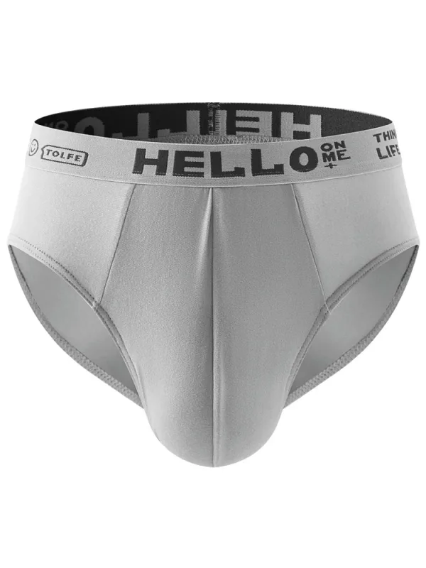 Hello 2-Pack Milk Silk Men's Briefs Seamless Breathable Quick Dry with Graphic Waistband Comfort Underwear Set