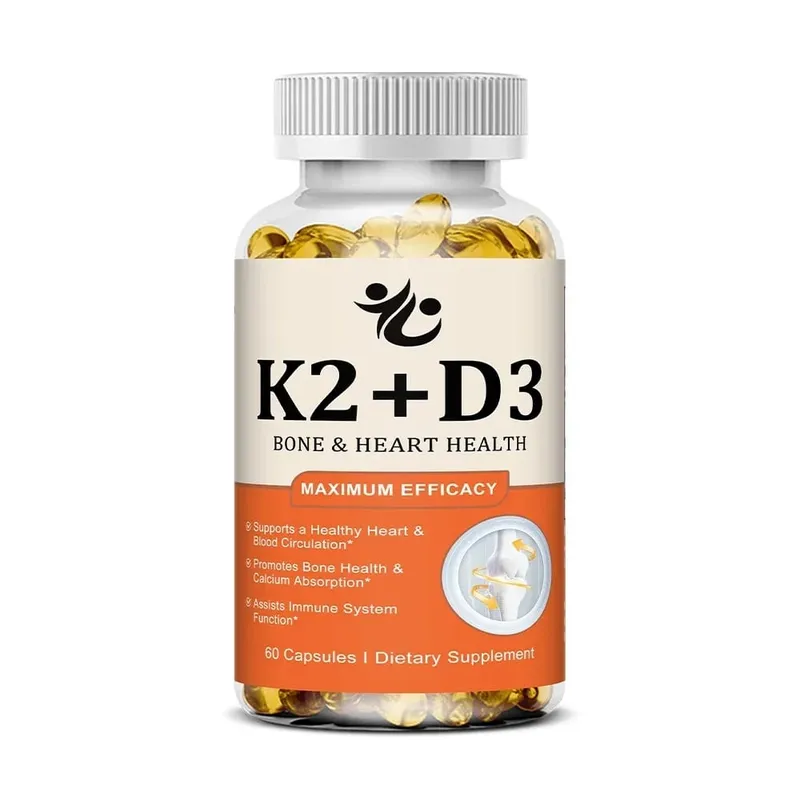 Vitamin D3 5000 IU + K2 MK-7 100mcg Capsules Support Nutrient Absorption Metabolism Bone Heart Health & Immune System