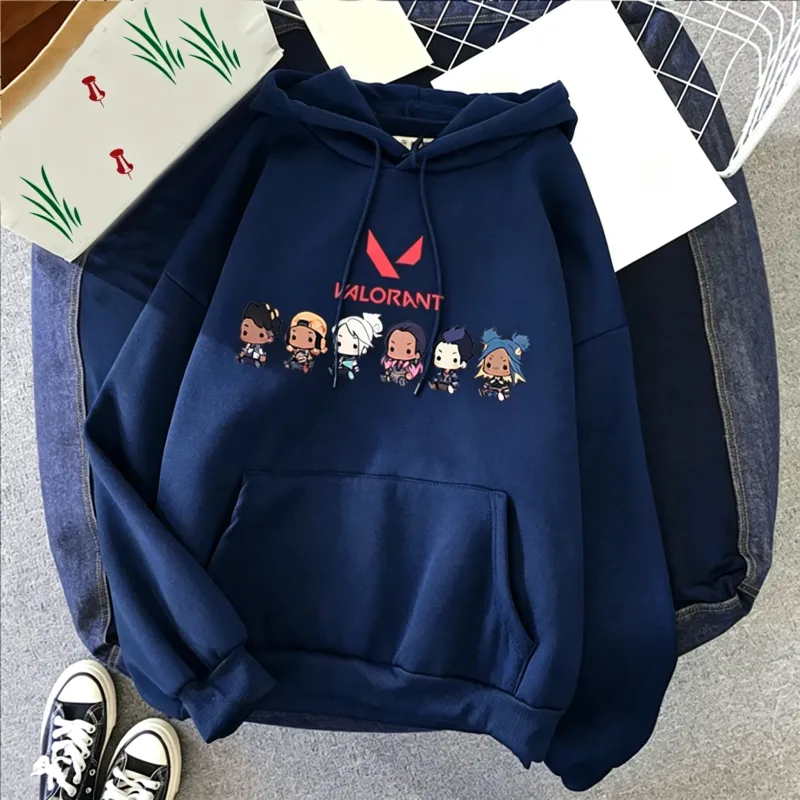 Valorant Anime 2D Print Men's Cotton Hoodie Casual Oversized Pullover Popular Streetwear Fashion Sweatshirt Trend Men Clothing
