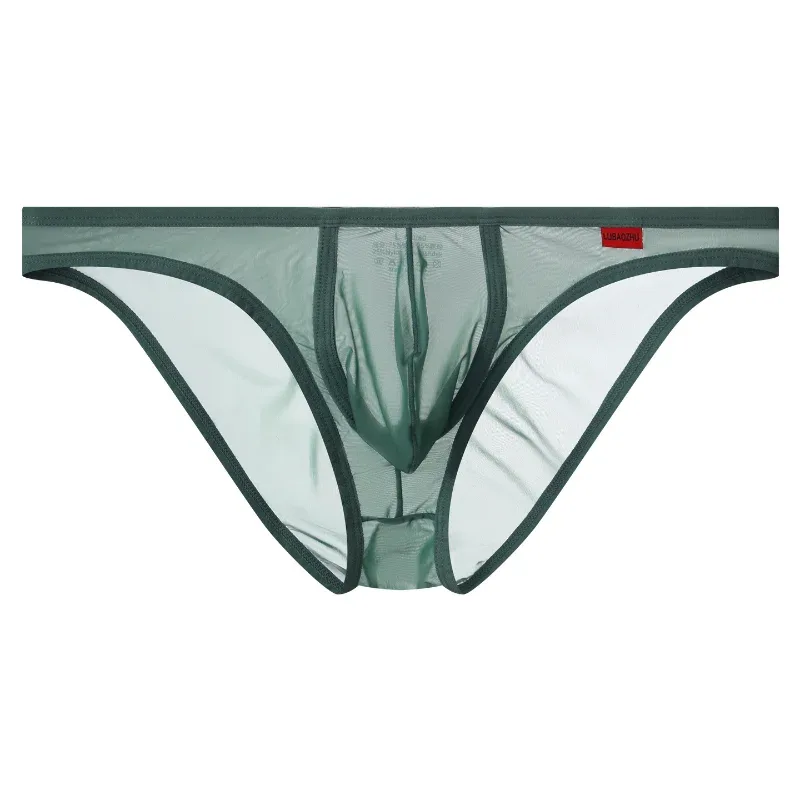 Men's Briefs Ultra-Thin Mesh Transparent Underwear Breathable Quick-Drying Low-Rise Sexy U Shaped Pouch Panties Tanga Slip