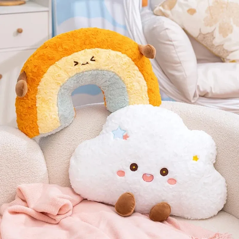 Cute Cartoon Rainbow Cloud Pillow Kawaii Stuffed Pillow Soft Filling Home Office Car Sleeping Pillow Backrest Good Gifts