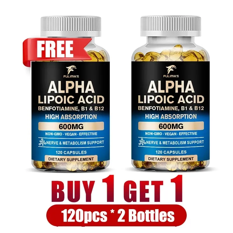 Buy 1 Get 1 Free! Fulimiks Alpha Lipoic Acid Capsules with Vitamin B1 for Nerve Health Brain Function Support Heart Health