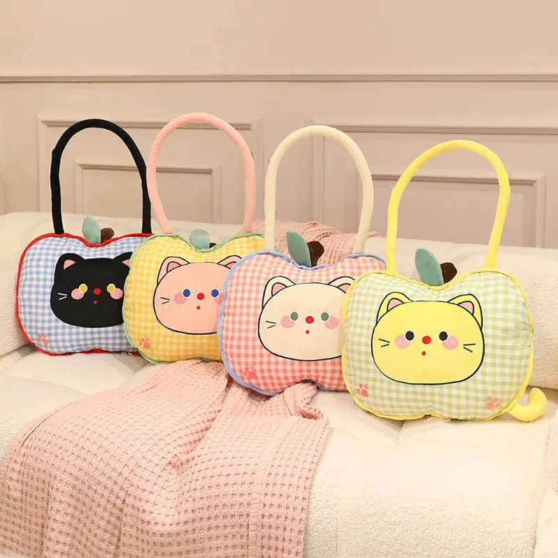 Apple Plush Pillow Cat Stuffed Cushion Kawaii Soft Sofa Cushion Air Conditioning Blanket Throw Pillow Adorably Birthday Gifts