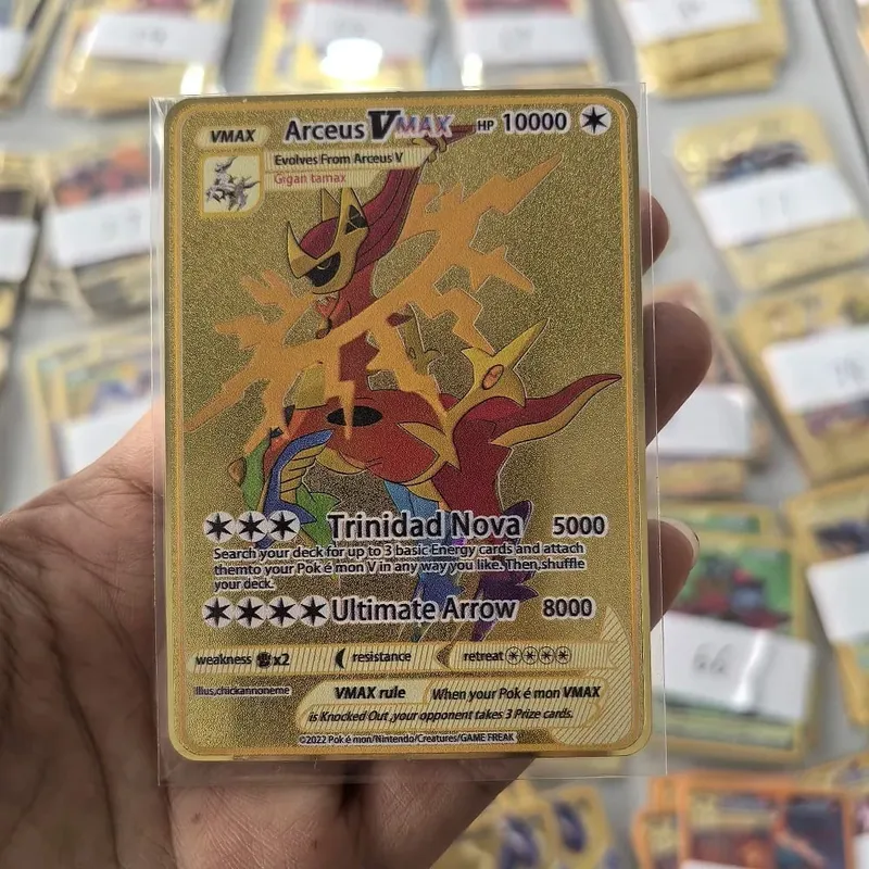 10000HP Charizard Vmax Pokemon Cards Metal English Card Arceus GX Vstar V Golden Limited Kids Gift Game Battle Collection Cards