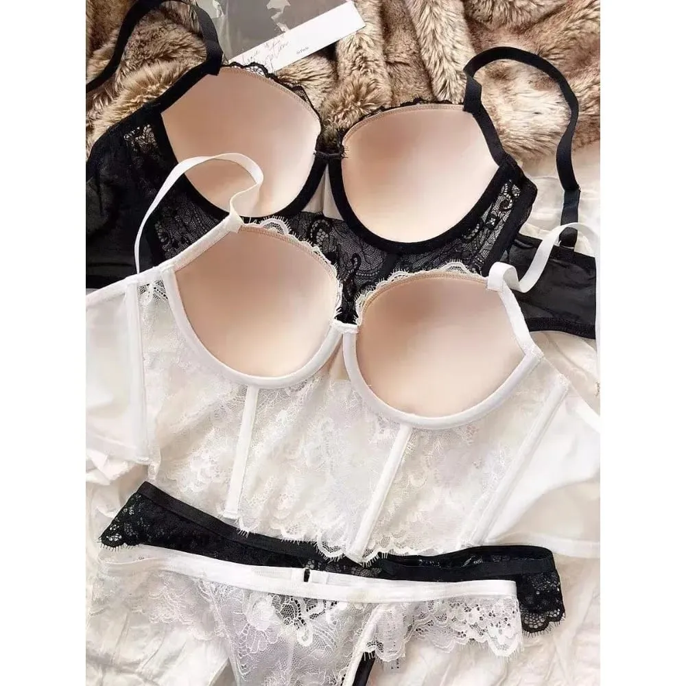 Sexy French Lace Fishbone Bra Soft Underwire 3/4 Cup Push Up Anti‑Sagging Breast Lingerie Side Fat Reduction Women Underwear — image 3