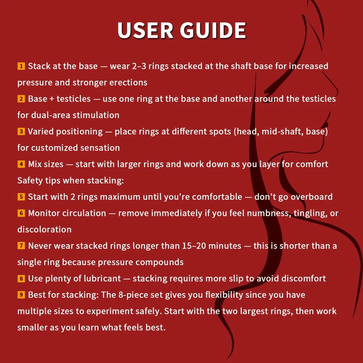 8 PCS Silicone Penis Ring Set Cock Rings for Longer Performance and Erection Enhancing Adult Sex Toys for Men Couples