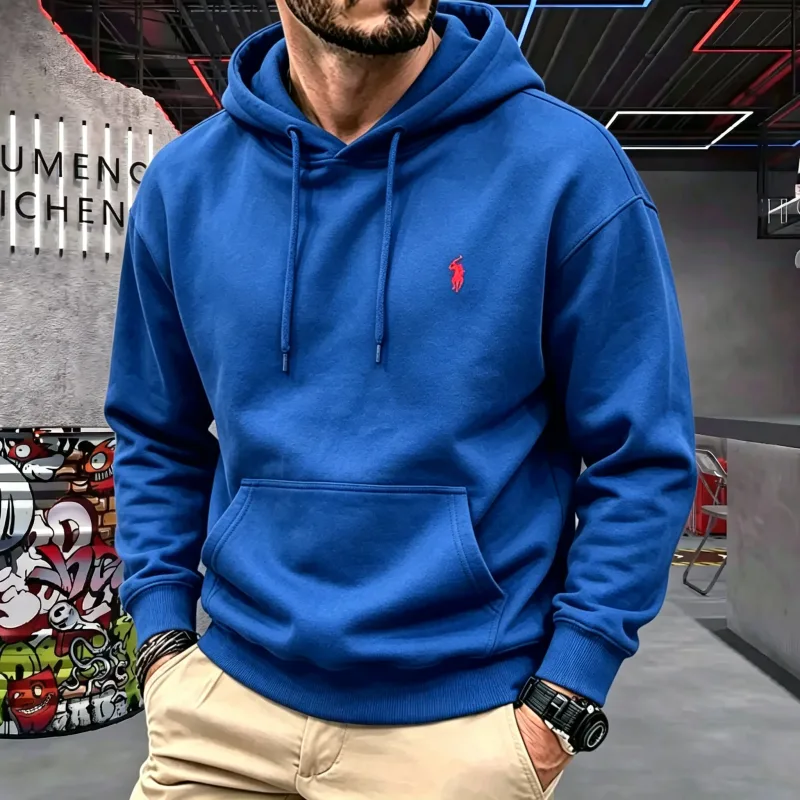 Atasan Golf Bordir Kuda Modis Mewah Musim Gugur-musim Dingin 2026 Lengan Panjang Bertudung Pria Kelas Atas Pakaian Pria Hoodie Kasual — image 8