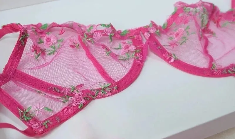 Everyday French Lace Bra Set Wireless Support Embroidered Flower Ultra Thin Breathable Comfort Hollow Out Lingerie BANERDANNI — image 12