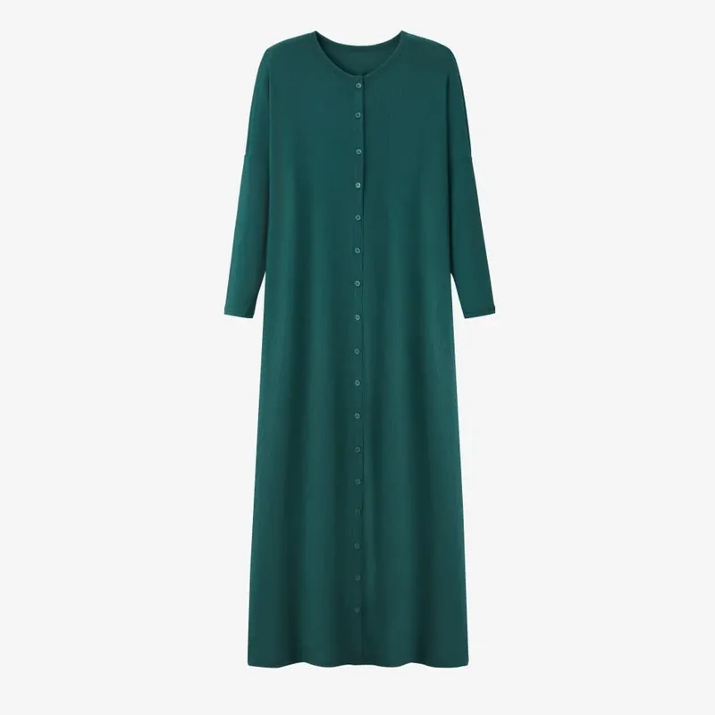 AS SS26 summer loose style button dress comfortable ribbing fabric dress o-neck lady clothes