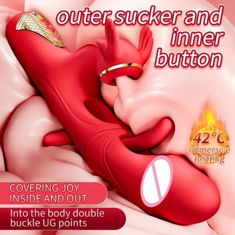 4in1 Thrusting Dildo Vibrator for Women Heating G Spot Clitoris Stimulator Sucking Vaginal Massager Sex Toys Female Masturbator