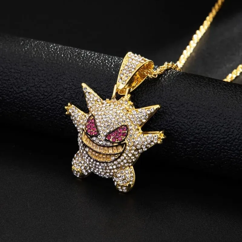 New Cartoon Pokemon Gengar Anime Figure Metal Necklace Decorative Necklace Hip Hop Necklace Jewelry Accessories Boys Gifts Toys