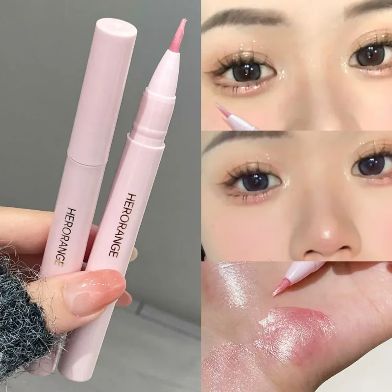 Peach Pink Lying Silkworms Eye Highlighter Liquid Pearly Glitter Shimmer Moisturizing Eyeshadow Brighten Eye Liner Korean Makeup