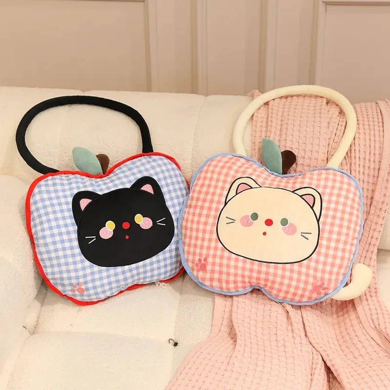 Apple Plush Pillow Cat Stuffed Cushion Kawaii Soft Sofa Cushion Air Conditioning Blanket Throw Pillow Adorably Birthday Gifts