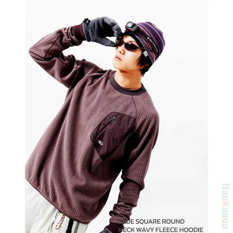Mountain-Ready Crewneck: Engineered with Ribbed Neck Reflective Logo & Secure Chest Pocket for Outdoor Style Unisex
