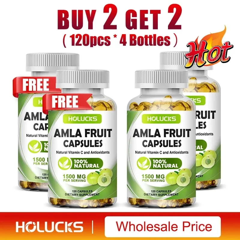 Natural Amla Capsules with High Potency Vitamin C Antioxidant Support Energy Metabolism Heart & Digestive Health
