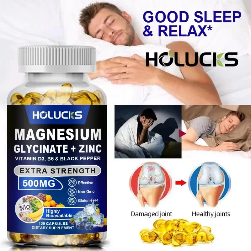 Magnesium Glycinate & Zinc Supplement for Muscle Joint Bone Enzyme & Heart Health Support Immune Relaxation Mood — image 3