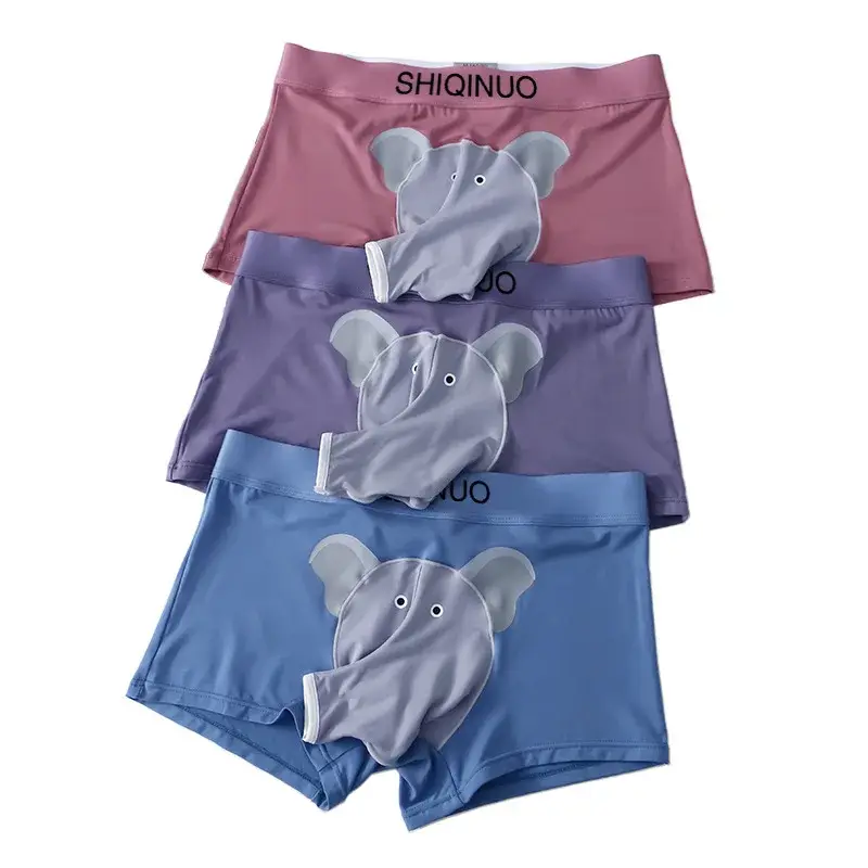 Boxershorts Elephant Nose Men Sexy Underwear Open Sheath Pouch Mens Boxers Shorts Smooth Male Lingerie Bottoms Boyfriend Gifts