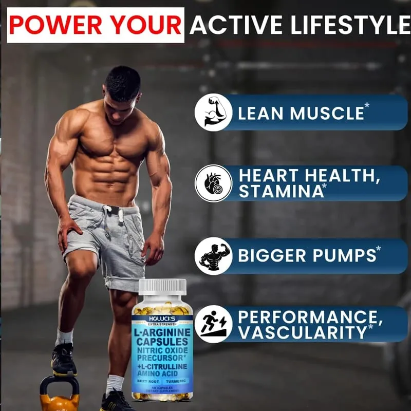 Nitric Oxide Precursor Capsules with L-Arginine & Turmeric Support Heart Wellness Reduce Fatigue & Build Lean Muscle