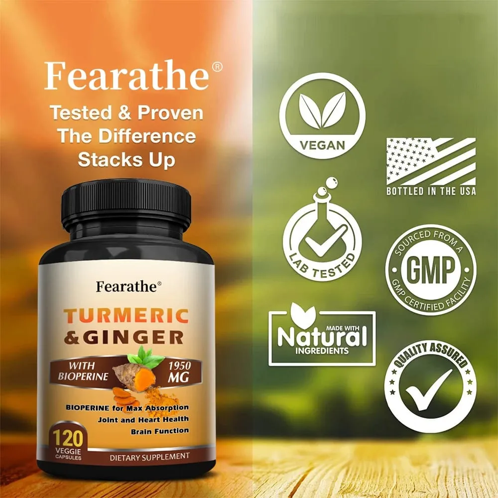 Organic Turmeric Curcumin 1500mg Capsules with Ginger & Black Pepper Support Joint Muscle Digestive & Immune Wellness