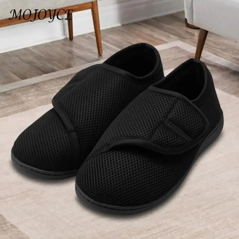 Scarpe per diabetici unisex Scarpe da passeggio larghe con chiusura regolabile Scarpe ortopediche slip-on Sneakers con gancio e anello per anziani