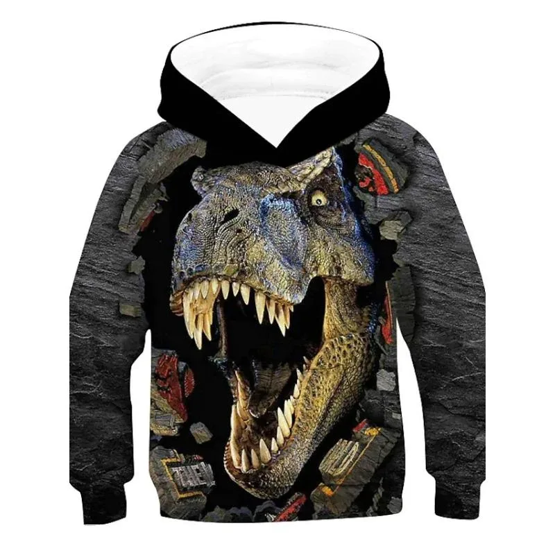 Fierce Dinosaur 3D Print Hoodie Men Children Clothing Long Sleeve Pullover Coat Harajuku Streetwear Autumn Casual Trend Hoodies