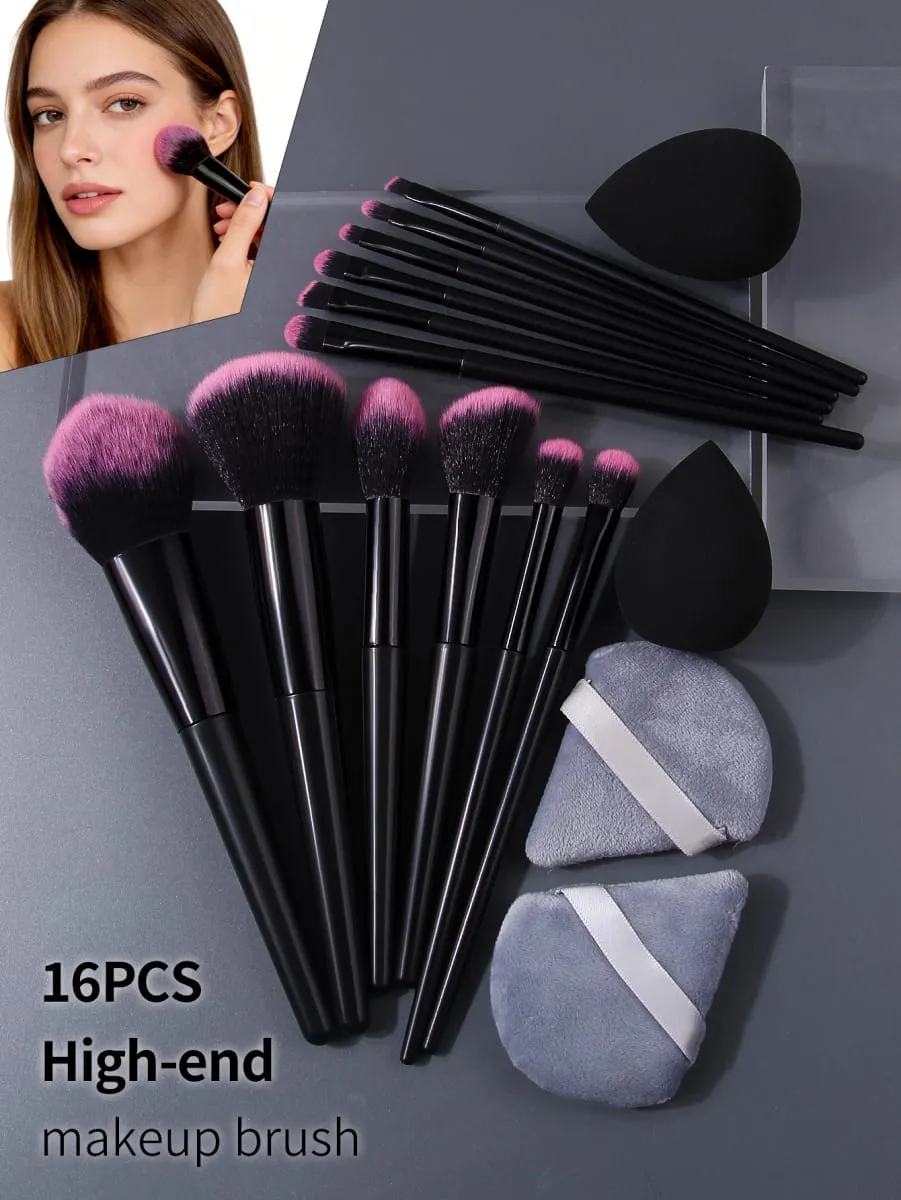 16PCS Professional Makeup Brush Set - Soft Fluffy Cosmetic Brushes for Foundation Powder Eyeshadow & Blending Beauty Tools