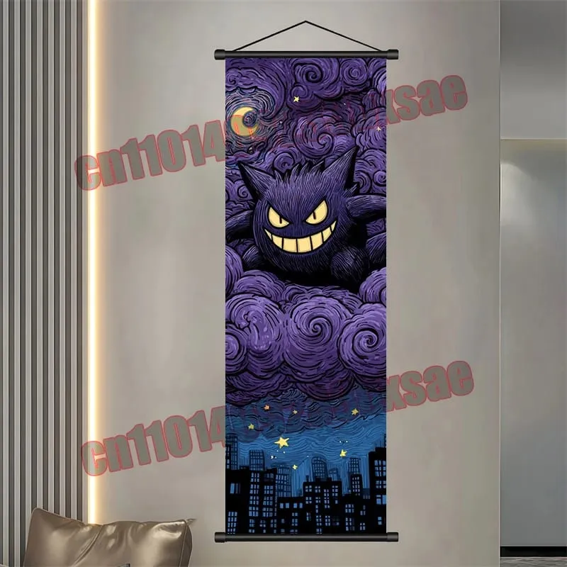 Printed Pokemon Poster Anime Wall Artwork Gengar Eevee Pikachu Images Scroll Paintings Retro Artist Home Living Room Decor