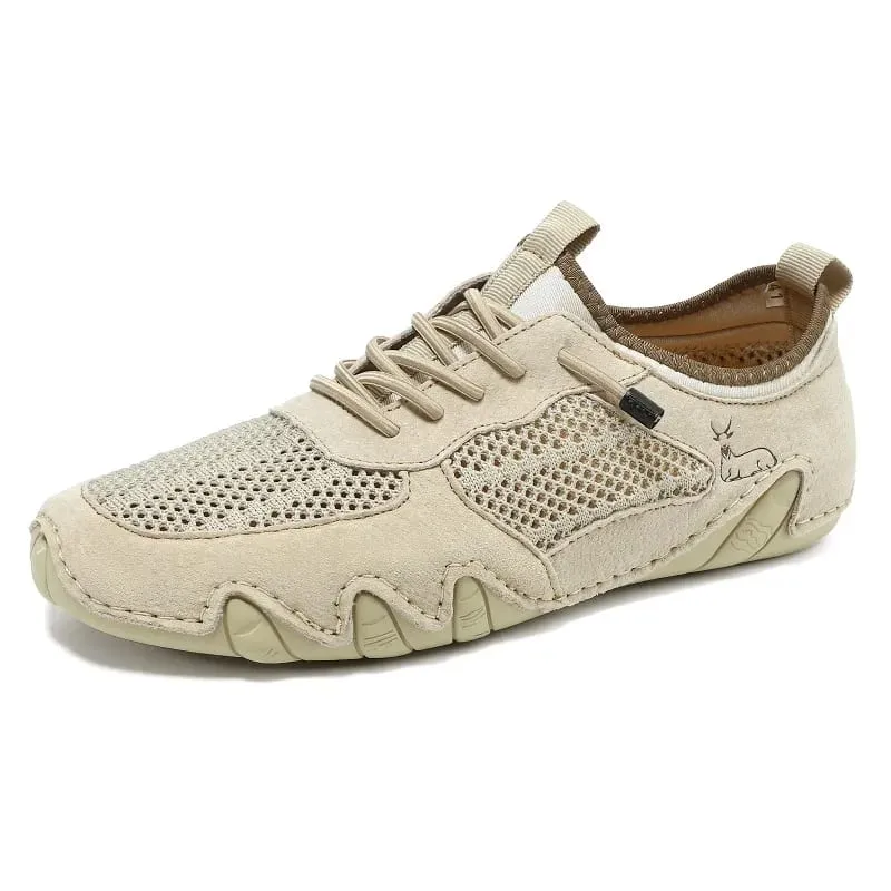 Men Women Big Size Outdoor Casual Shoes Flat Bottom Lacing Summer Breathable Mesh Sneakers
