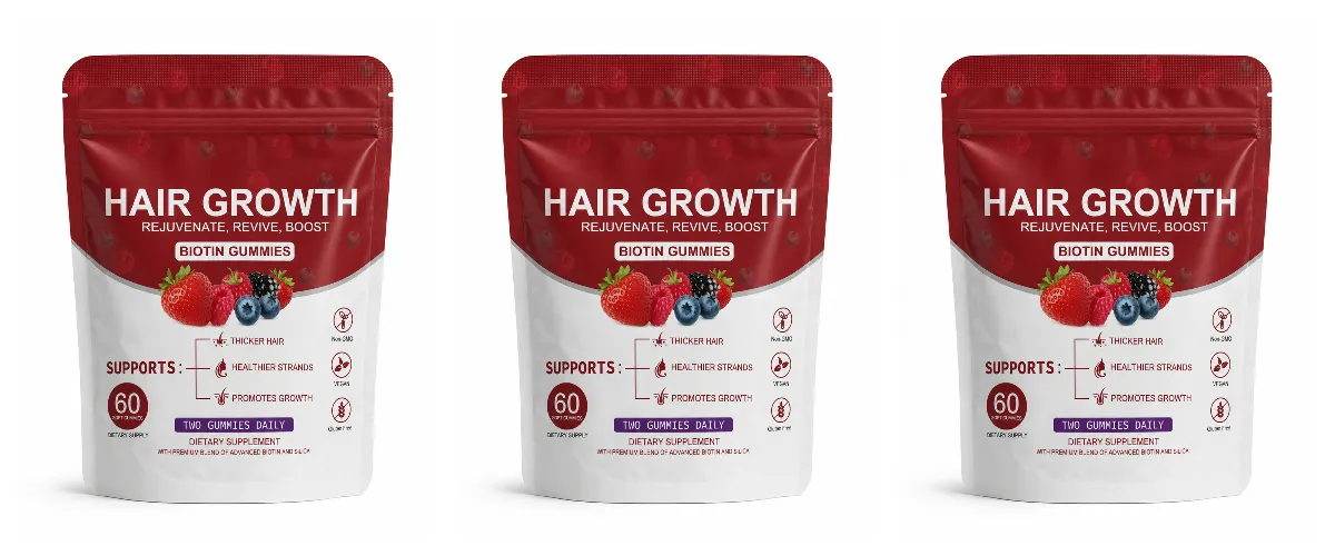 Women Hair Growth Vitamin Gummies Healthy Nourishment with Biotin Collagen Botanical Extracts Also for Skin Nail Care 60count