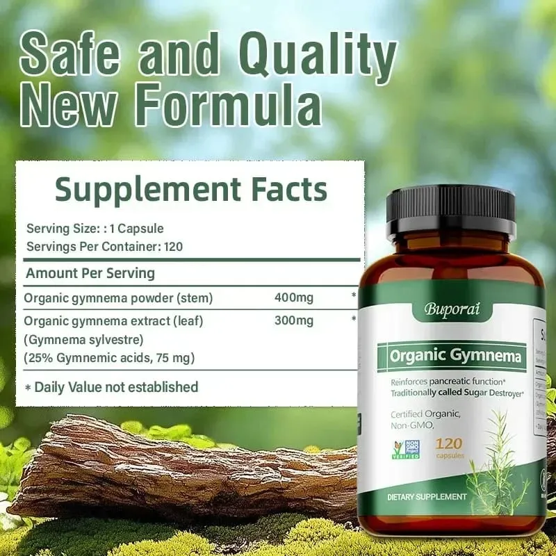 Organic Gymnema - Supports Balanced Glucose Metabolism and Energy Health Enhances Absorption and Provides Nutritional Support