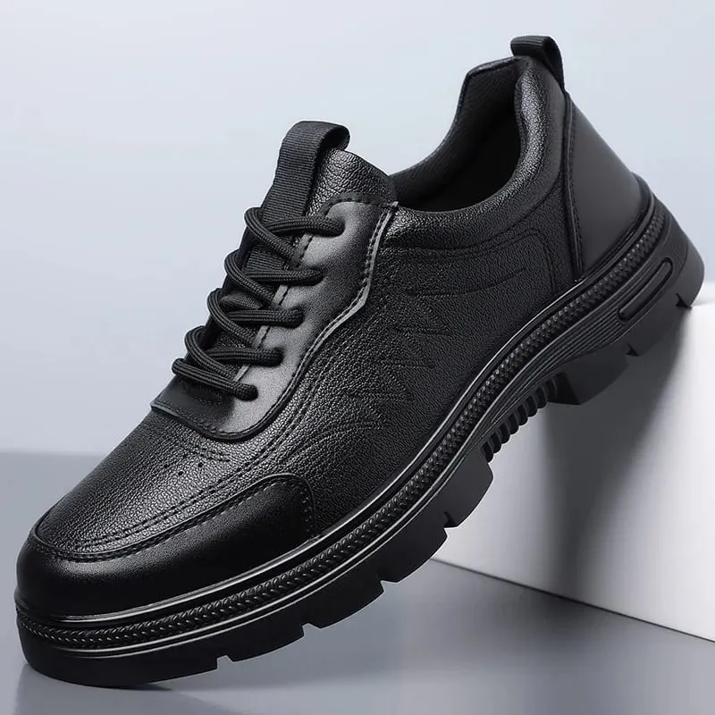 Spring Autumn New Business Leather Shoes for Men Lace Designer Fashion Casual Platform Shoes Male Solid Color Elegant Shoe Man