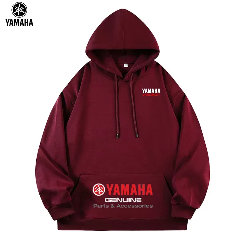 2026 Yamaha brand men's solid-color long-sleeved hooded sweatshirt, with a loose and comfortable fit, in various colors