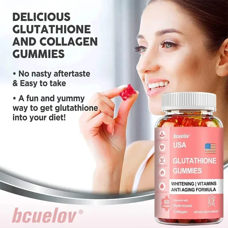 Bcuelov Glutathione Gummies - Meningkatkan Kesehatan Kulit dan Penampilan Awet Muda Suplemen Kolagen Terhidrolisis