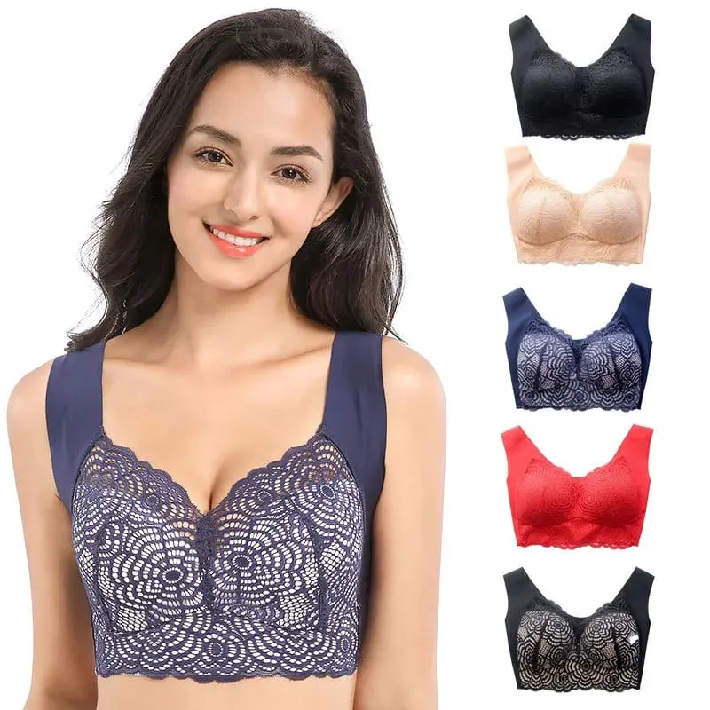 Sexy Plus Size Underwear Seamless Lace Bras Top Wireless Thin Cup Brassierer Sleep Vest Lingerie C D Cup