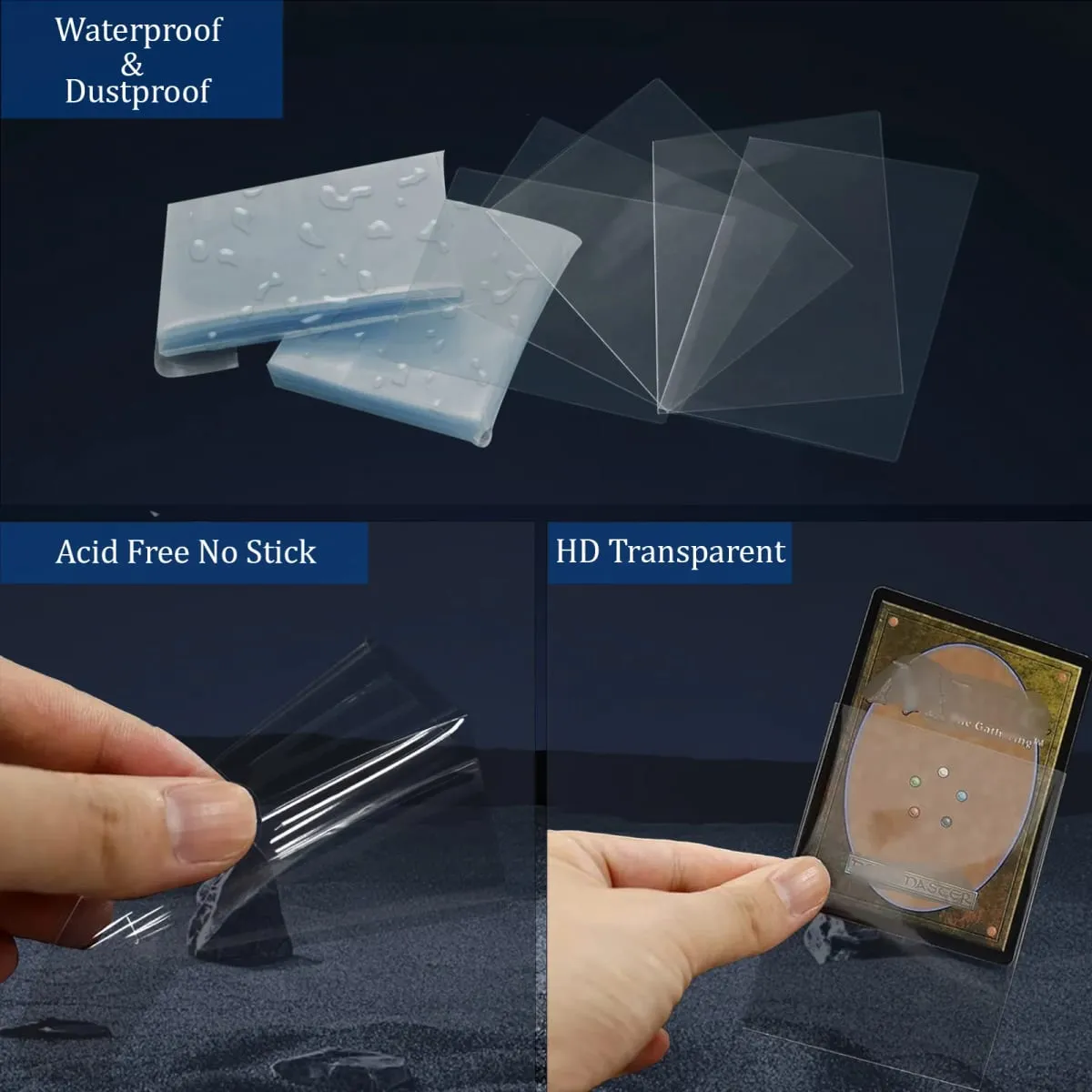 Pochettes intérieures transparentes pour cartes, taille Standard, parfaites pour les pochettes doubles 64x89mm TCG, protecteur de cartes pour MTG, 200 pièces