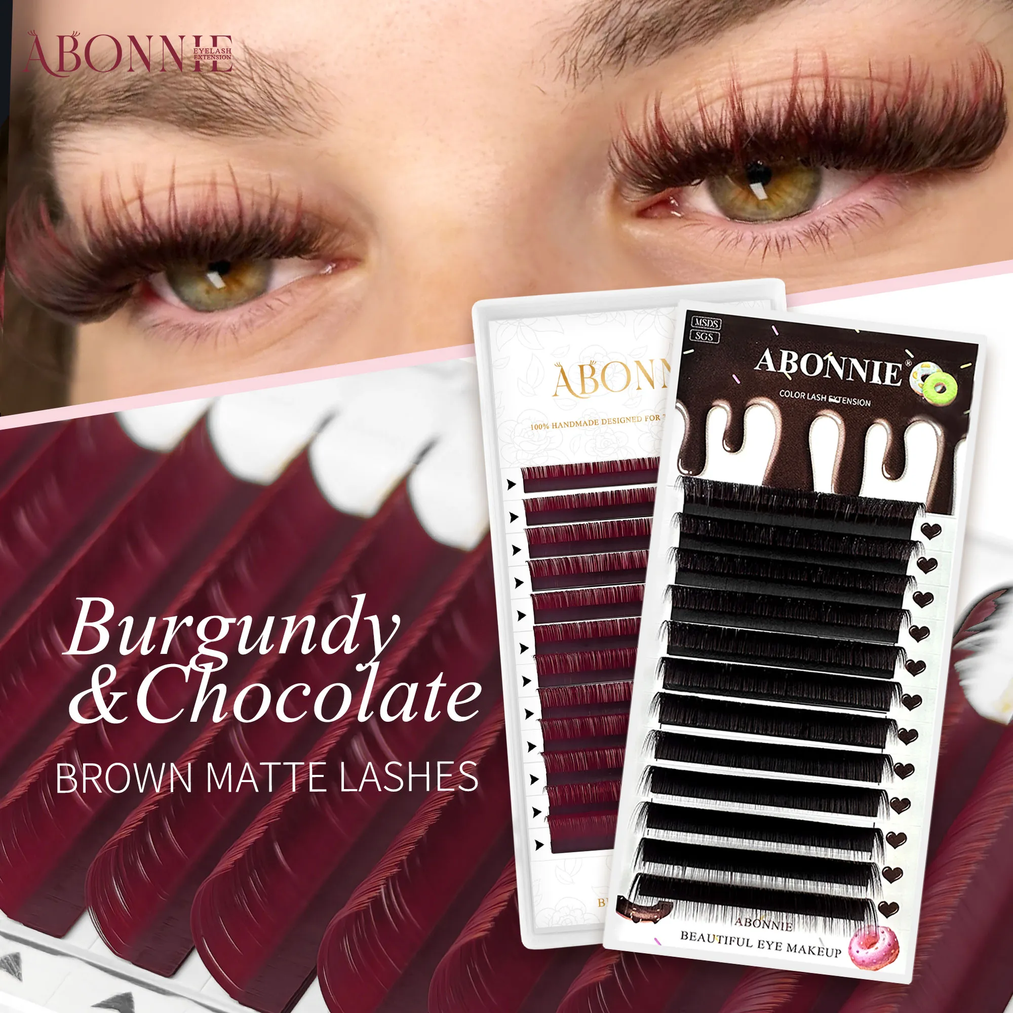 Abonnie LC LB Eyelashes Burgundy Lashes Comic Lash Map Bown Eyelash Extensions Classic Eyelashes Foxy Eye Lashes Cherry Lashes