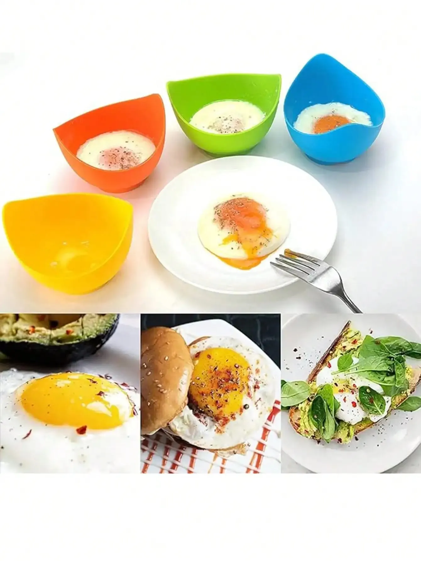 Rastgele Renklerde 4 adet yumurta kaynatıcı Kalıp Fincan Silikon Yumurta Avcıları Haşlanmış yumurta bardakları Mikrodalga Hava Fritöz Soba Üstü Yumurta Pişirme