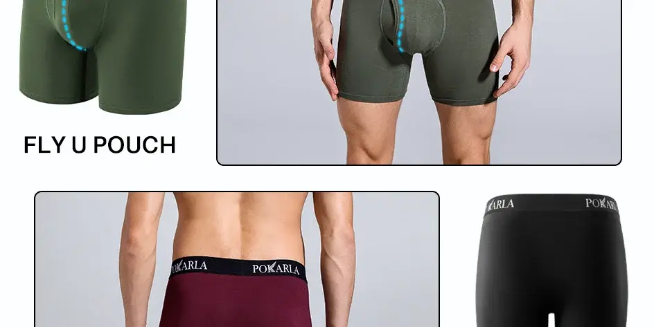 5pcs Men’s Cotton Boxer Shorts Open Fly U Pouch Soft Breathable Male Underwear Tagless Sexy Underpants Elastic Panties — image 2