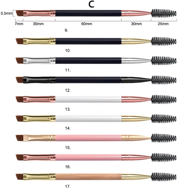 20pcs Eyebrow Brush Private Label Eyelash Comb Makeup Brushes Dual Ended Angled Spoolie 2 in 1 Lash Eyebrow Brush Bulk