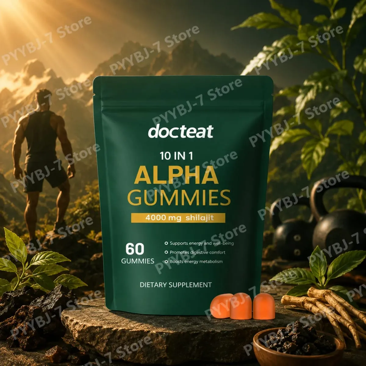 10 in 1 Shilajit Gummies 4000mg with Ashwagandha Root Extract 60 Gummies Energy Support Wellness Supplement for Adults — image 2