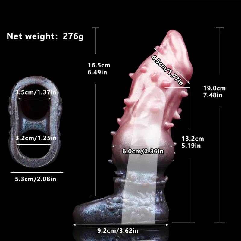 7.2in Realistic Penis Sleeve Reusable Penis Sleeve with Cock Ring Silicone Penis Enlarger Sleeve Male Adult Sex Toy for Men