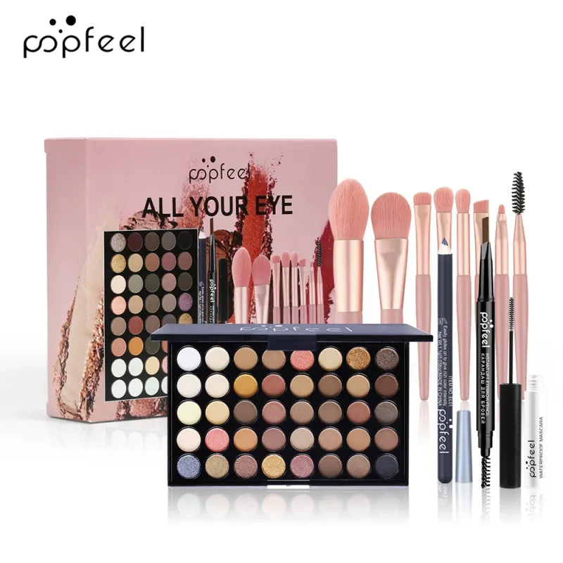 Glitter Matte Wasserdichte Palette Pulver Kosmetik Kit Augenbrauen Bleistift Eyeliner Stift Mascara Make-Up Pinsel Augen Kosmetik — image 10