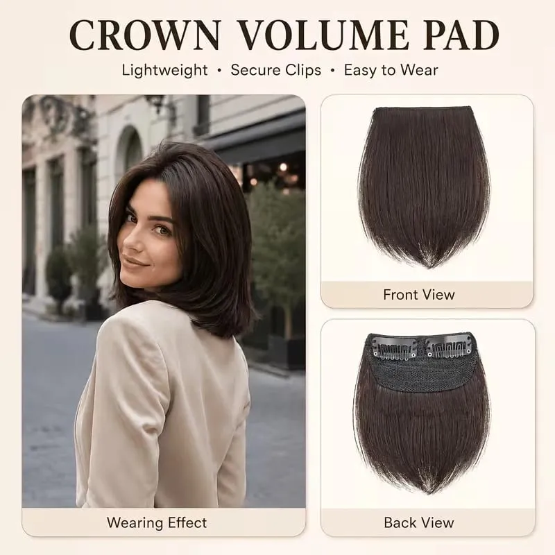 10cm Synthetic Short Straight 2pcs Hair Pads Extension Change Head Shape Fiber Hairpiece for Women Daily Wear — image 10